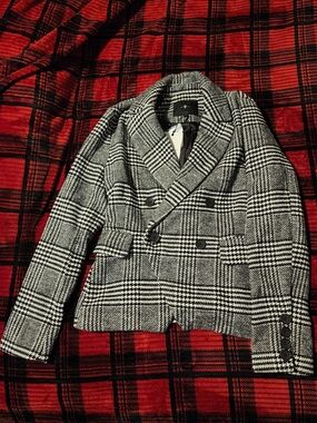 Women's 7 For All Mankind Black and White Houndstooth Blazer